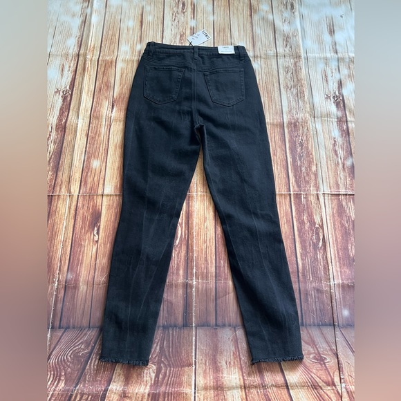 Tinsel Women High Waist Distressed Skinny Ankle Crop Denim Black Mom Jeans Sz 9 - Picture 3 of 11